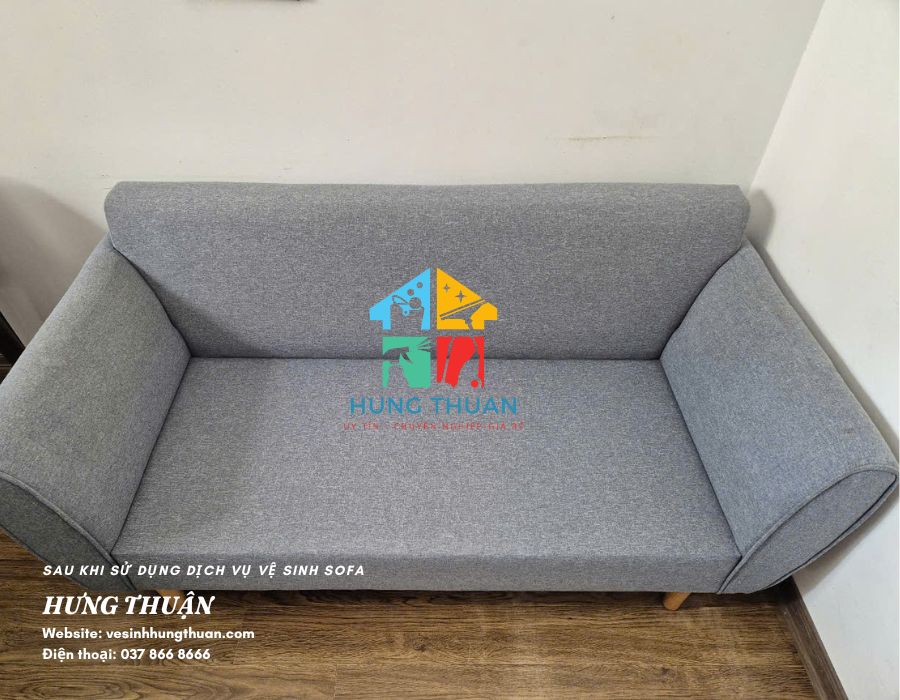 sofa vải sau khi được làm sạch 