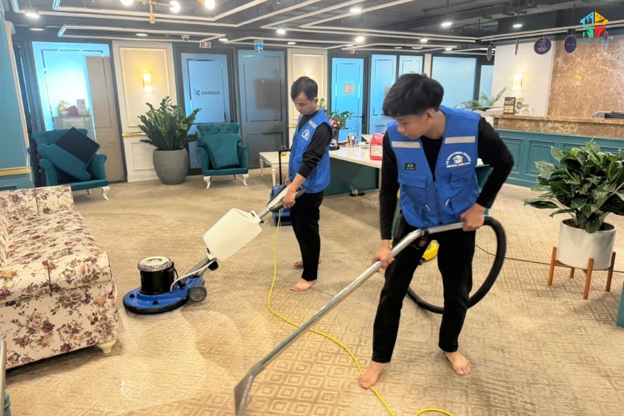 Các bước trong quy trình giặt thảm công nghiệp
