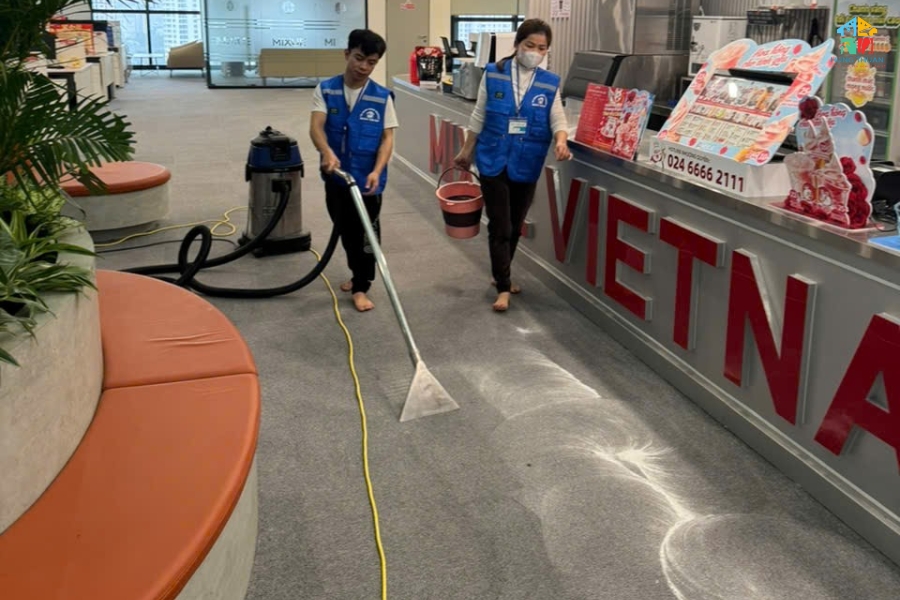 Các bước trong quy trình giặt thảm công nghiệp