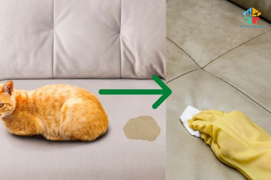 Làm sạch nệm sau khi thú cưng tè