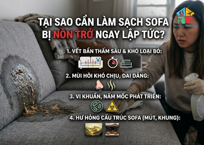 Cách làm sạch sofa bị nôn trớ