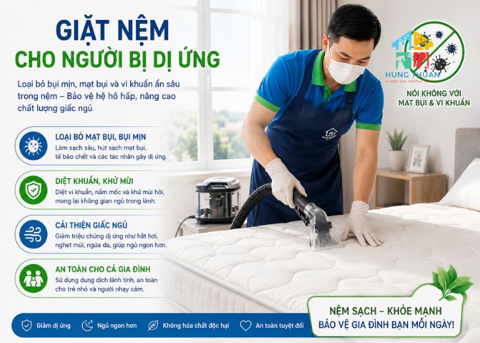 Giặt nệm cho người bị dị ứng Giặt nệm cho người bị dị ứng