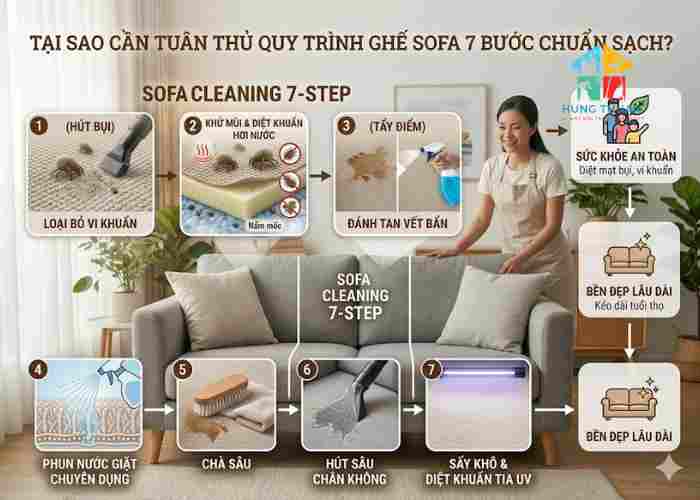 Quy trình giặt ghế sofa 7 bước chuẩn sạch Quy trình giặt ghế sofa 7 bước chuẩn sạch
