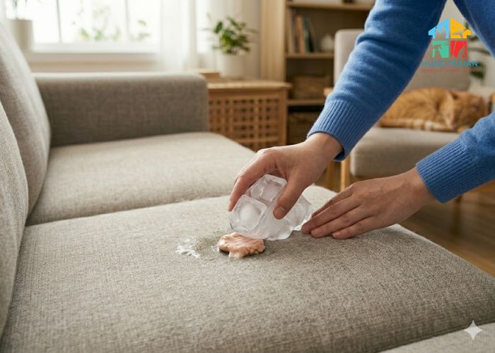 Tẩy vết kẹo cao su trên ghế sofa Tẩy vết kẹo cao su trên ghế sofa