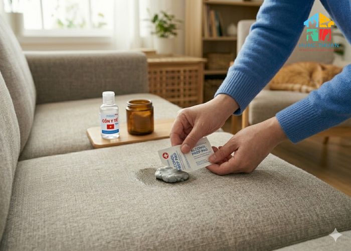 Tẩy vết kẹo cao su trên ghế sofa (2) Tẩy vết kẹo cao su trên ghế sofa (2)