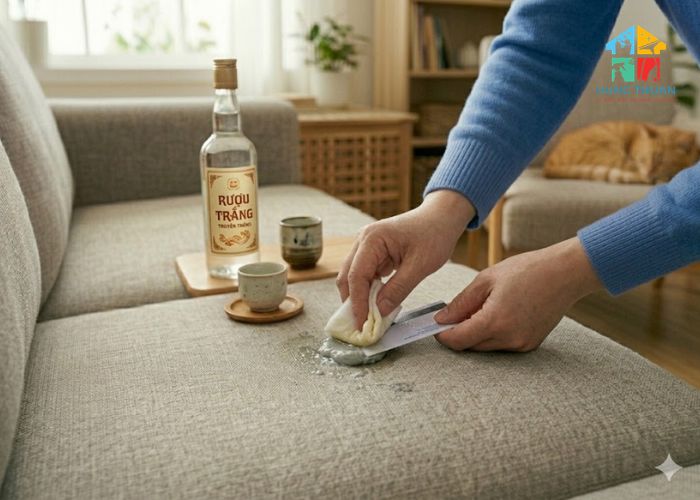 Tẩy vết kẹo cao su trên ghế sofa (3) Tẩy vết kẹo cao su trên ghế sofa (3)