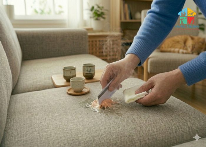 Tẩy vết kẹo cao su trên ghế sofa (6) Tẩy vết kẹo cao su trên ghế sofa (6)