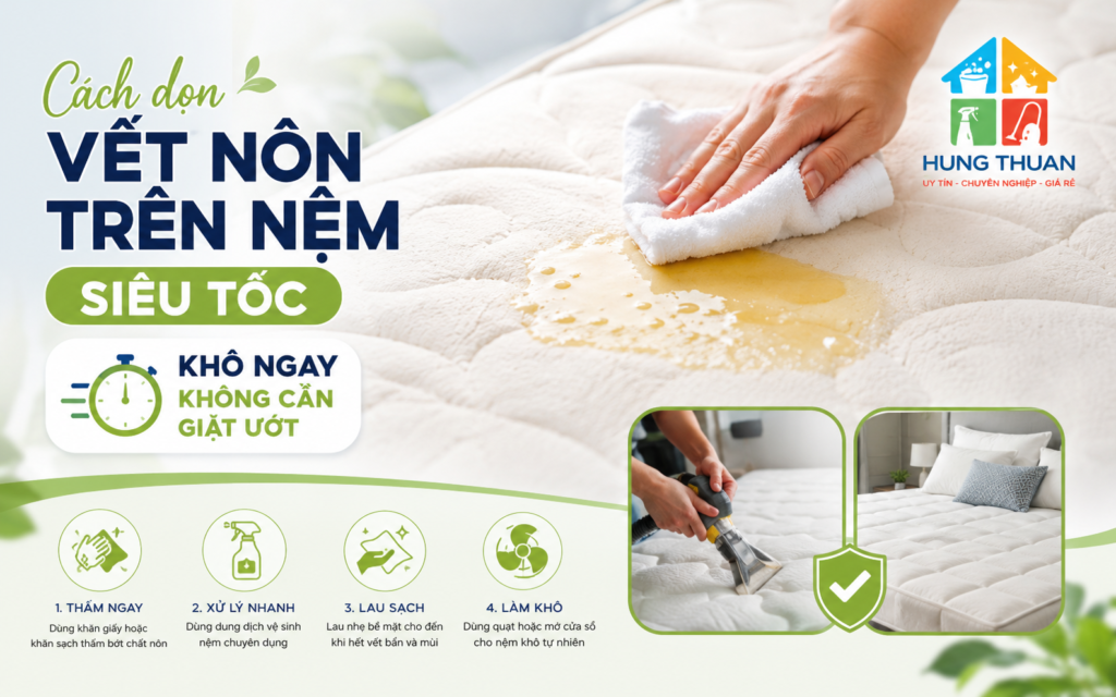 Cách dọn vết nôn trên nệm