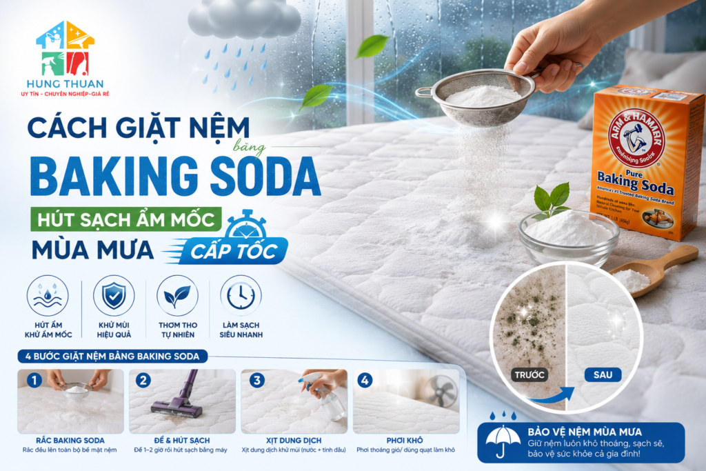 Cách giặt nệm bằng baking soda