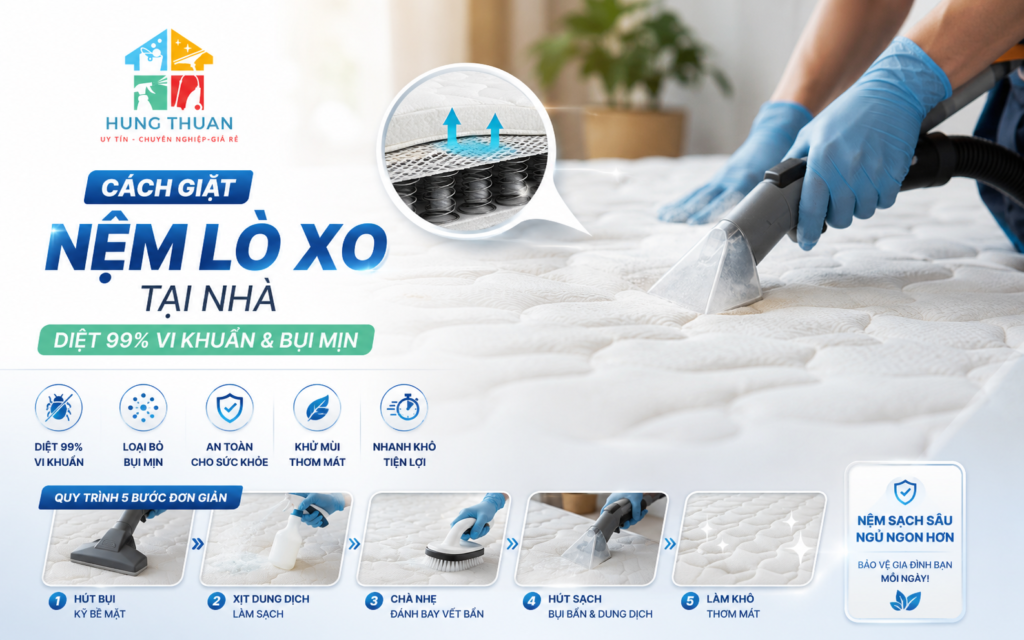 Cách giặt nệm lò xo
