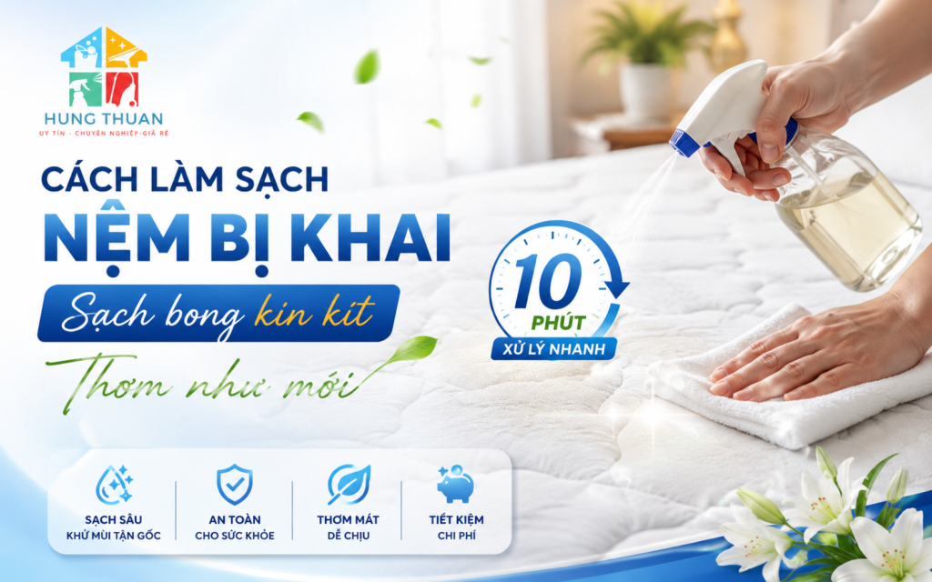 Cách làm sạch nệm bị khai