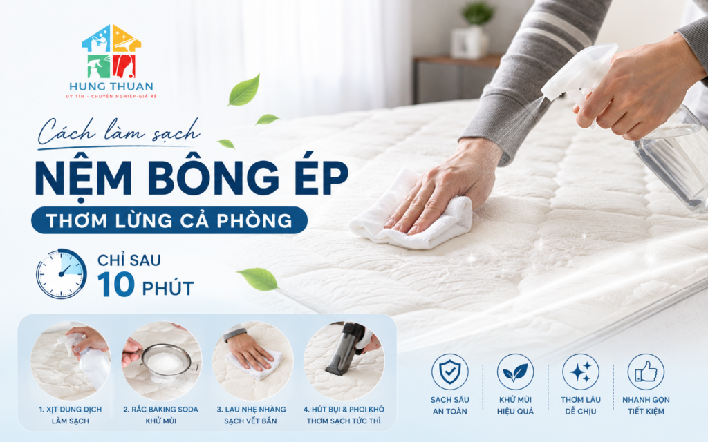 Cách làm sạch nệm bông ép