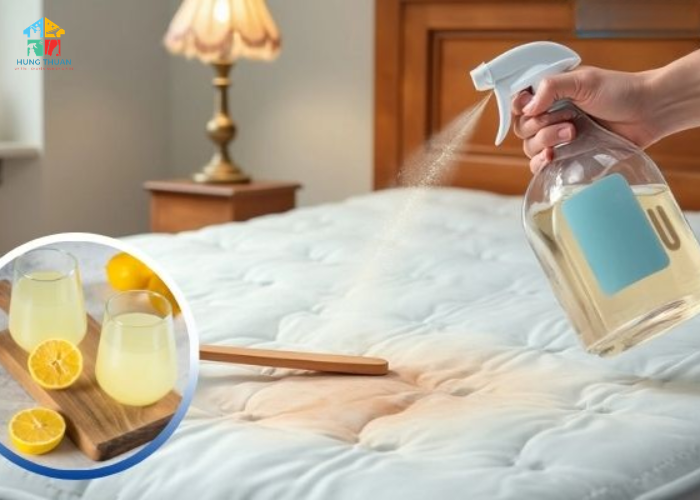 Tẩy vết bẩn trên nệm bằng giấm ăn (1)