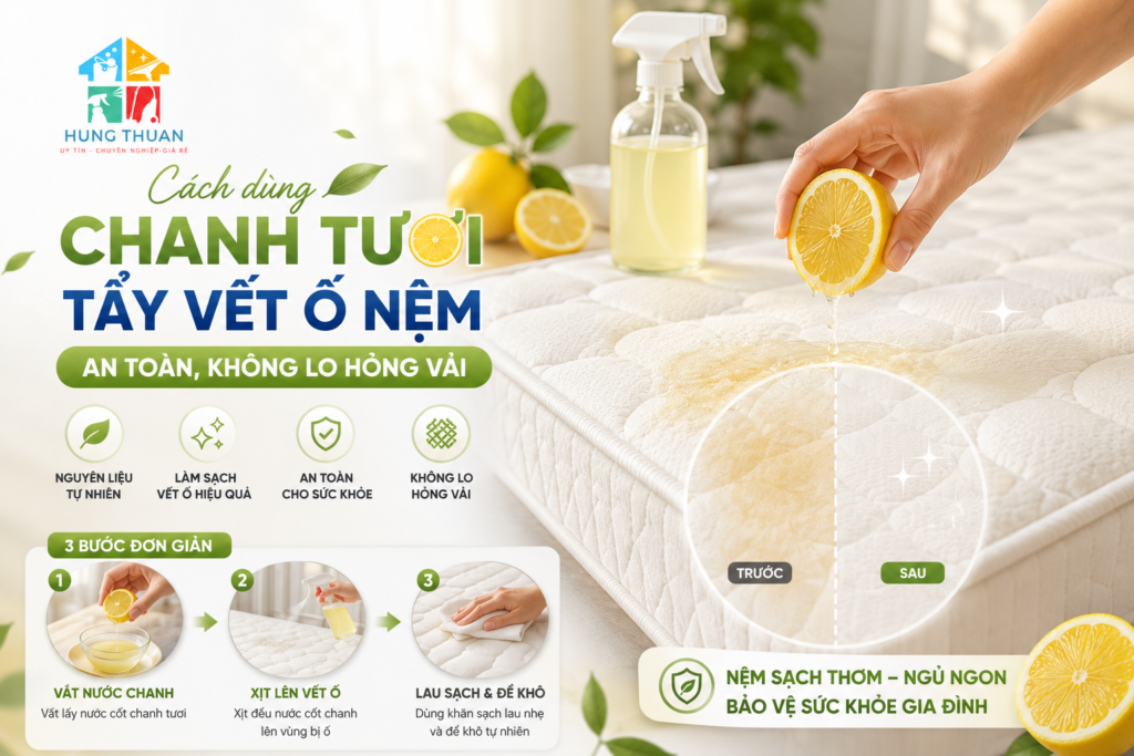 cách dùng chanh tươi tẩy vết ố nệm