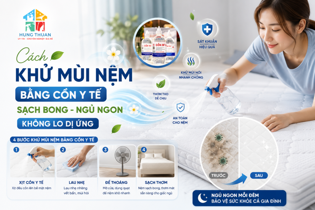 cách khử mùi nệm bằng cồn y tế