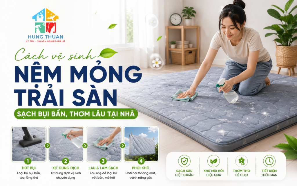 cách vệ sinh nệm mỏng trải sàn