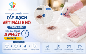 tẩy sạch vết máu khô trên nệm