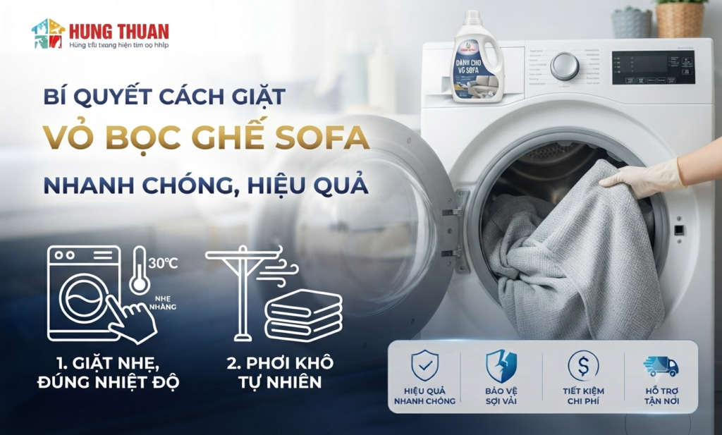 Cách giặt vỏ bọc ghế sofa