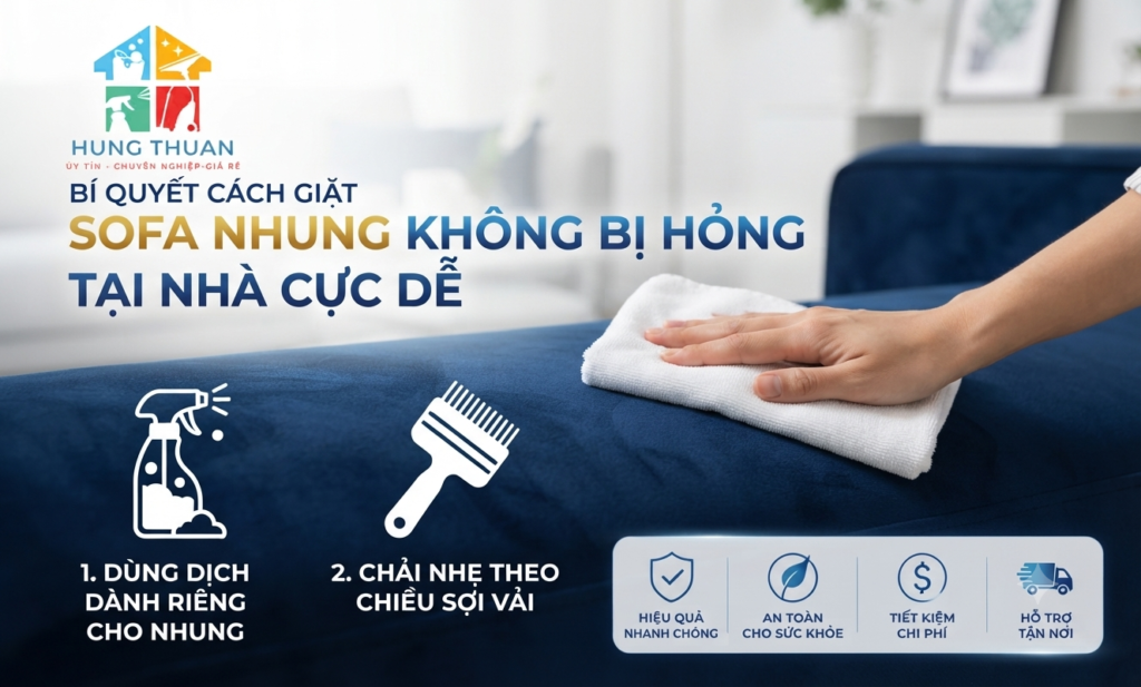 Cách giặt sofa nhung không bị hỏng