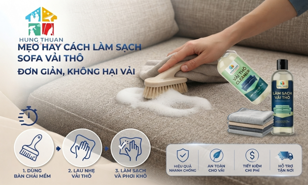 Cách làm sạch sofa vải thô