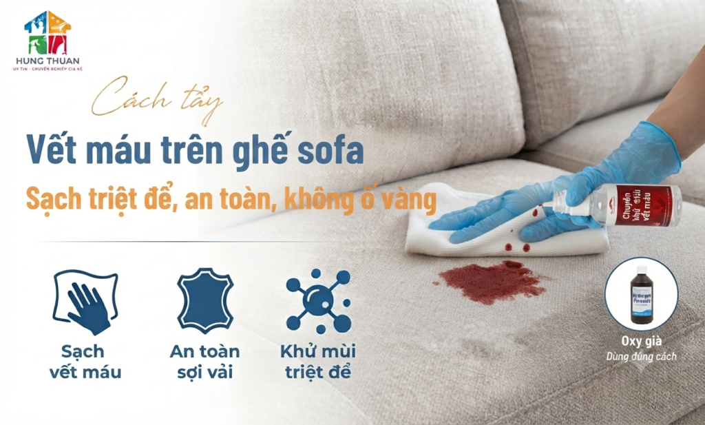 Cách tẩy vết máu trên ghế sofa