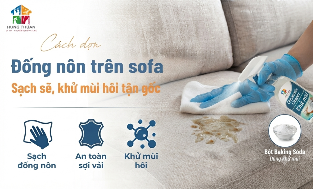 Cách dọn đống nôn trên sofa