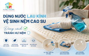 dùng nước lau kính vệ sinh nệm cao su