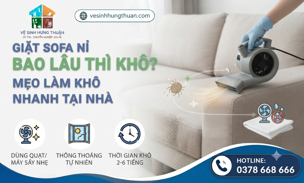 Giặt sofa nỉ bao lâu thì khô