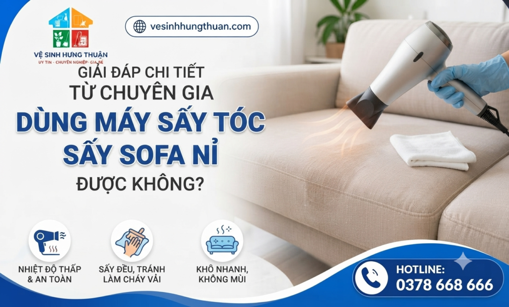 dùng máy sấy tóc sấy sofa nỉ được không