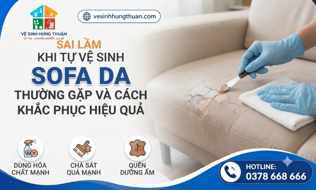 sai lầm khi tự vệ sinh sofa da