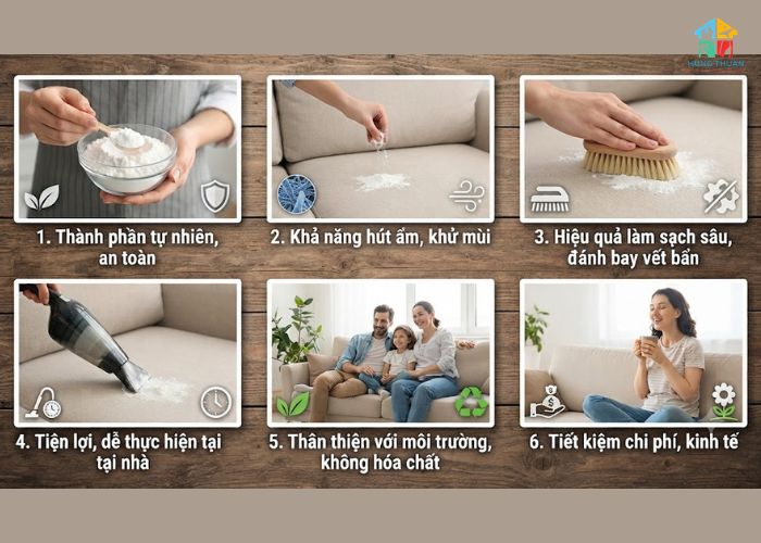 Làm sạch sofa bằng bột sắn dây Làm sạch sofa bằng bột sắn dây